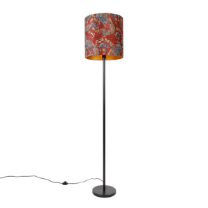 Stojací lampa černý odstín páv design červená 40 cm – Simplo