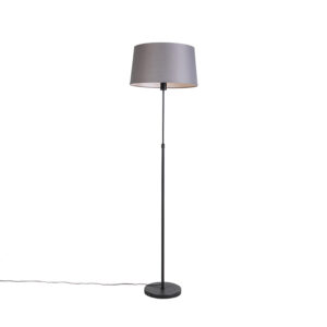 Stojací lampa černá s tmavě šedým plátěným odstínem 45 cm – Parte