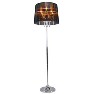 Klasická stojací lampa chrom s černým odstínem – Ann-Kathrin 5