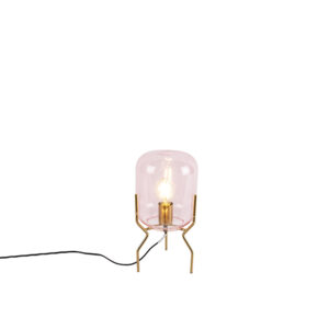 Art Deco stolní lampa mosaz růžové sklo – Bliss