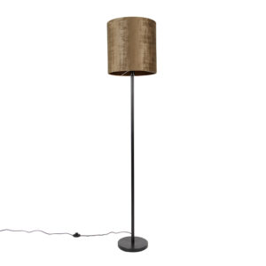 Klasická stojací lampa černá odstín hnědá 40 cm – Simplo