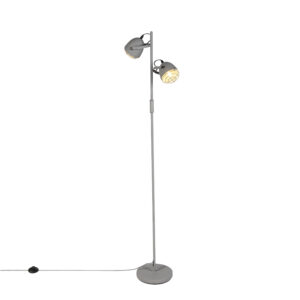 Průmyslová nastavitelná stojací lampa šedá 2-světlo – Rebus