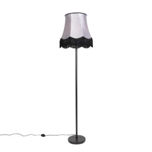 Klasická stojací lampa černá s odstínem šedé Granny B – Simplo