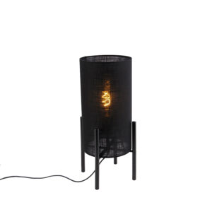 Designová stolní lampa černé lněné odstín černé – Rich