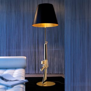 FLOS Lounge Gun – stojací lampa, zlato-černá
