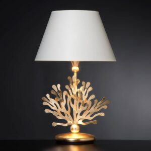 Látková stolní lampa Coral s lístkovým zlatem