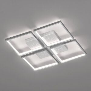 LED stropní světlo Pix, hliník, 4 zdroje, 54x54cm
