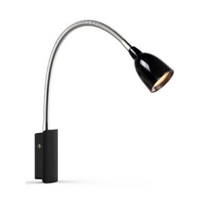 LED nástěnné světlo Tulip, kabel a zástrčka, černá