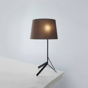 LOUM Bivio stolní lampa se lněným stínidlem hnědá