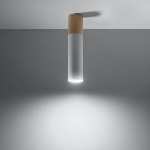 Stropní světlo Tube ve tvaru válce, dřevo/bílá