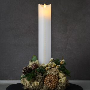 LED svíčka Sara Calendar, bílá/zlatá, výška 29 cm
