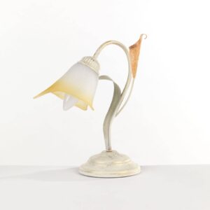 Stolní lampa Lucrezia, slonovina, stínidlo s květy