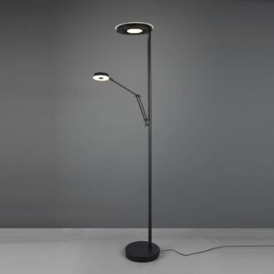 LED stojací lampa Barrie se čtecím světlem černá
