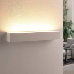 Bílá sádrová nástěnná LED lampa Santino, hranatá