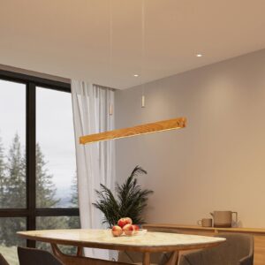 Lindby Alimara LED dřevěné závěsné světlo, 98 cm