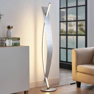 LED stojací lampa Marija elegantní stříbrný vzhled