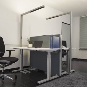 Kancelářská LED stojací lampa Jolinda, stříbrná