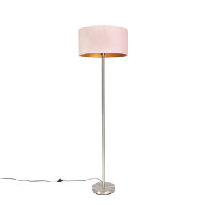 Stojací lampa z oceli s růžovým odstínem 50 cm – Simplo