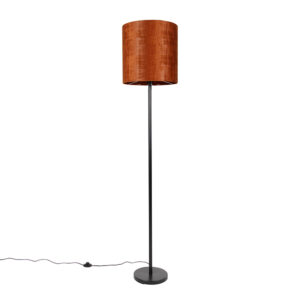 Stojací lampa černá velurová odstín oranžová 40 cm – Simplo