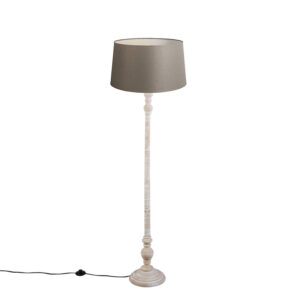 Venkovská stojací lampa taupe s plátěným odstínem 45 cm – Classico