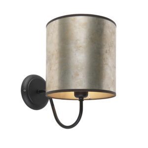 Klasická nástěnná lampa černá se zinkovým velurovým odstínem – mat