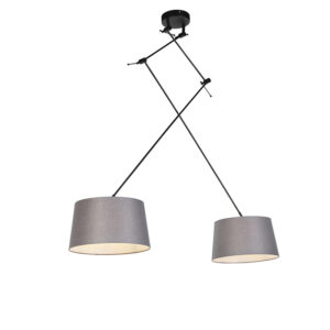 Závěsná lampa s lněnými odstíny tmavě šedá 35 cm – Blitz II černá