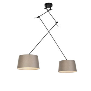 Závěsná lampa s plátěnými odstíny taupe 35 cm – Blitz II černá