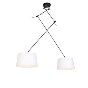Závěsná lampa s lněnými odstíny bílé 35 cm – Blitz II černá