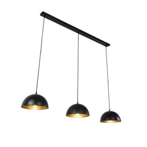 Průmyslová závěsná lampa černá se zlatými 3 světly – Magnax