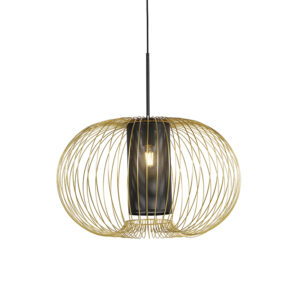 Designová závěsná lampa zlatá s černou 60 cm – Marnie