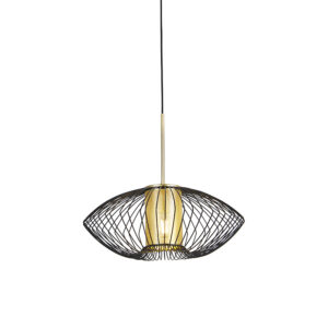 Designová závěsná lampa zlatá s černou 50 cm – Dobrado