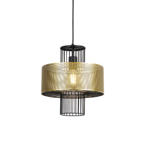 Designová závěsná lampa zlatá s černou 30 cm – Tess