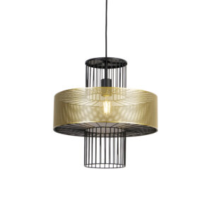 Designová závěsná lampa zlatá s černou 40 cm – Tess