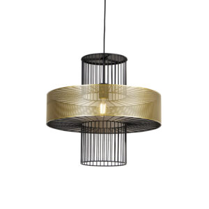Designová závěsná lampa zlatá s černou 50 cm – Tess
