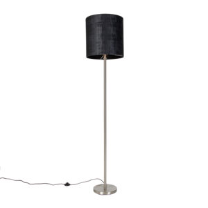 Moderní stojací lampa ocelová černá látkové stínítko 40 cm – Simplo