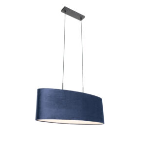 Moderní závěsná lampa černá s modrým stínidlem 2-light - Tambor