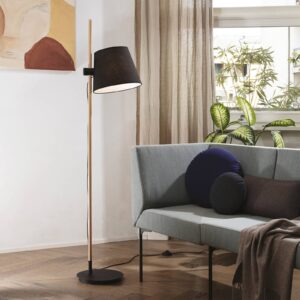 Ideal Lux Axel stojací lampa dřevo, černá/přírodní