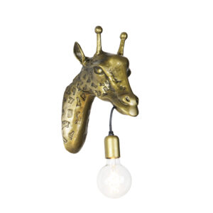 Vintage nástěnná lampa mosaz – žirafa