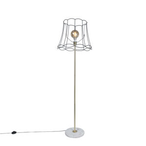 Retro stojací lampa mosazná s rámem Granny černá 45 cm – Kaso