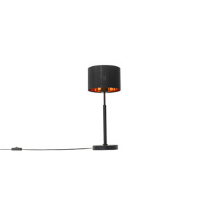 Moderní stolní lampa látková odstín černá se zlatem – VT 1