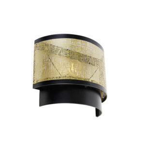 Vintage wandlamp zwart met messing 30×25 cm – Kayleigh