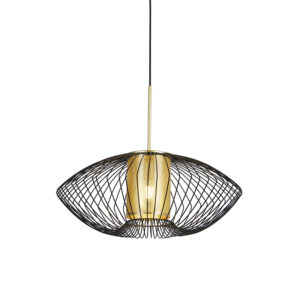 Designová závěsná lampa zlatá s černou 60 cm – Dobrado