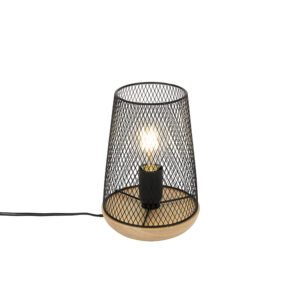 Designová stolní lampa černá se dřevem – Bosk