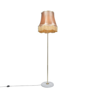 Retro stojací lampa mosaz s odstínem Granny zlatá 45 cm – Kaso
