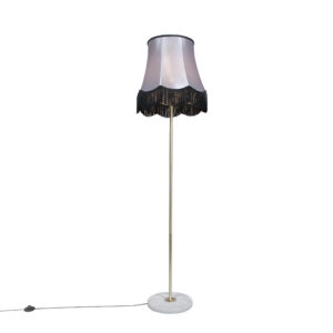 Stojací lampa mosaz s odstínem Granny B černošedá 45 cm – Kaso