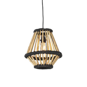 Orientální závěsné svítidlo bambusové s černou 32 cm – Evalin