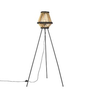 Orientální stativ stojací lampa bambus s černou – Evalin