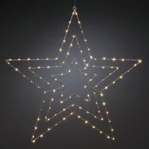 LED dekorativní světlo stříbrná hvězda 66 x 64 cm