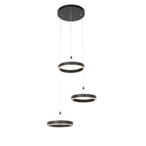 Hanglamp zwart rond incl. LED 3-staps dimbaar 3-lichts – Lyani