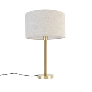 Klasická stolní lampa mosaz se stínidlem světle šedá 35 cm – Simplo